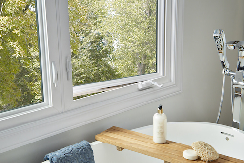 Casement window in bathroom