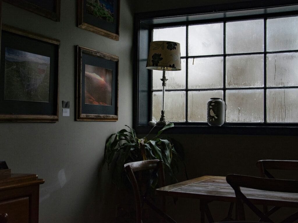 foggy window panes in living room