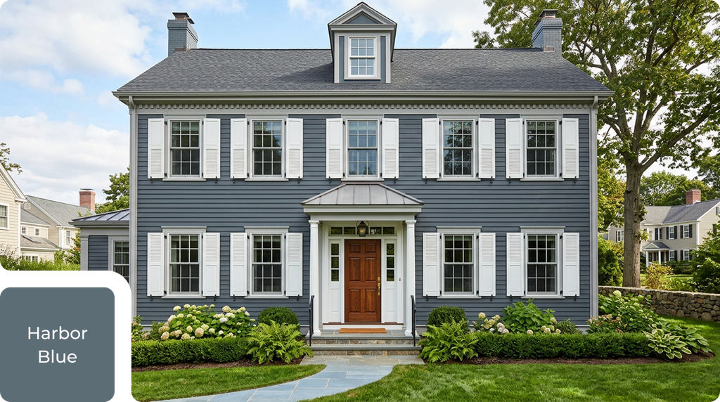 colonial home with blue siding